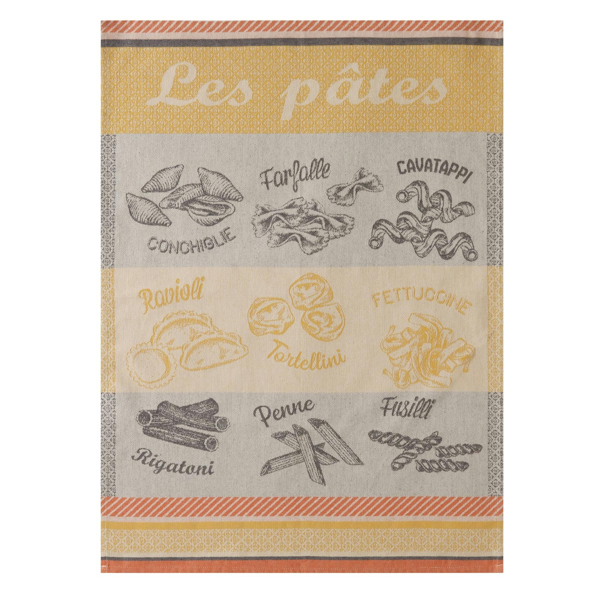 VARIÉTÉS DE PÂTES - Torchon en coton beige 50x75