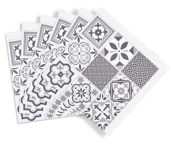 Dalle adhésive murale Wall Tiles DC FIX Carreaux de ciment style oriental L.30,5 x l.30,5 cm vendue par 6 pièces