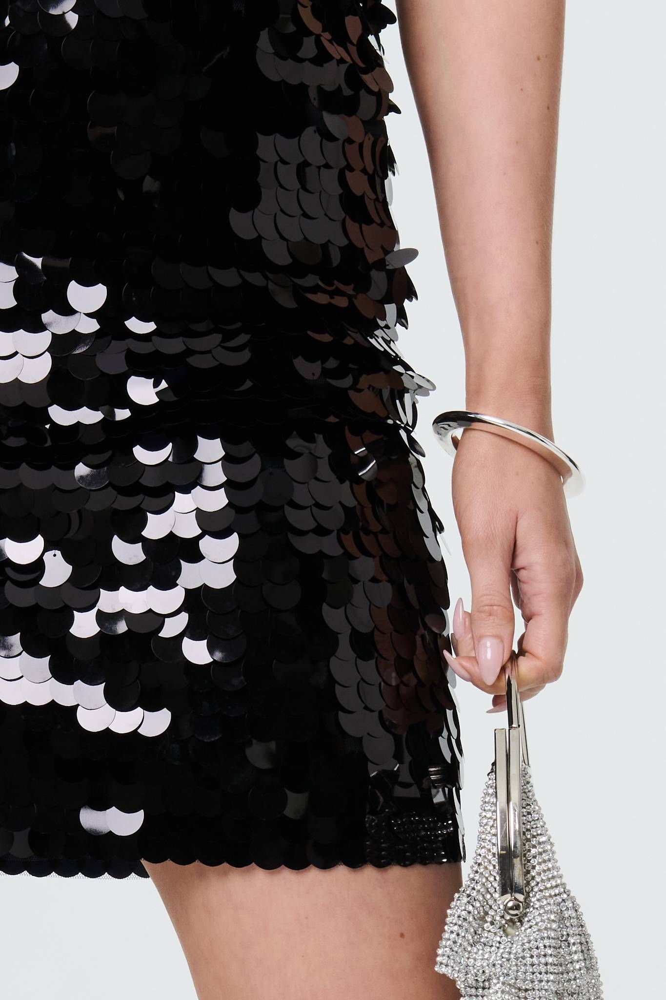 Izabel London Sequin Embellished High Waist Mini Skirt