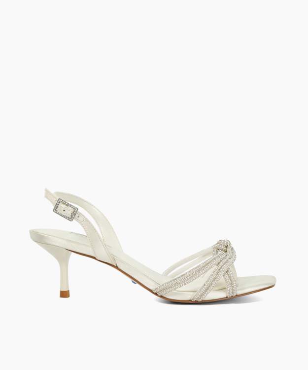 Moments Ivory - Satin Low Stiletto Heel Sandals