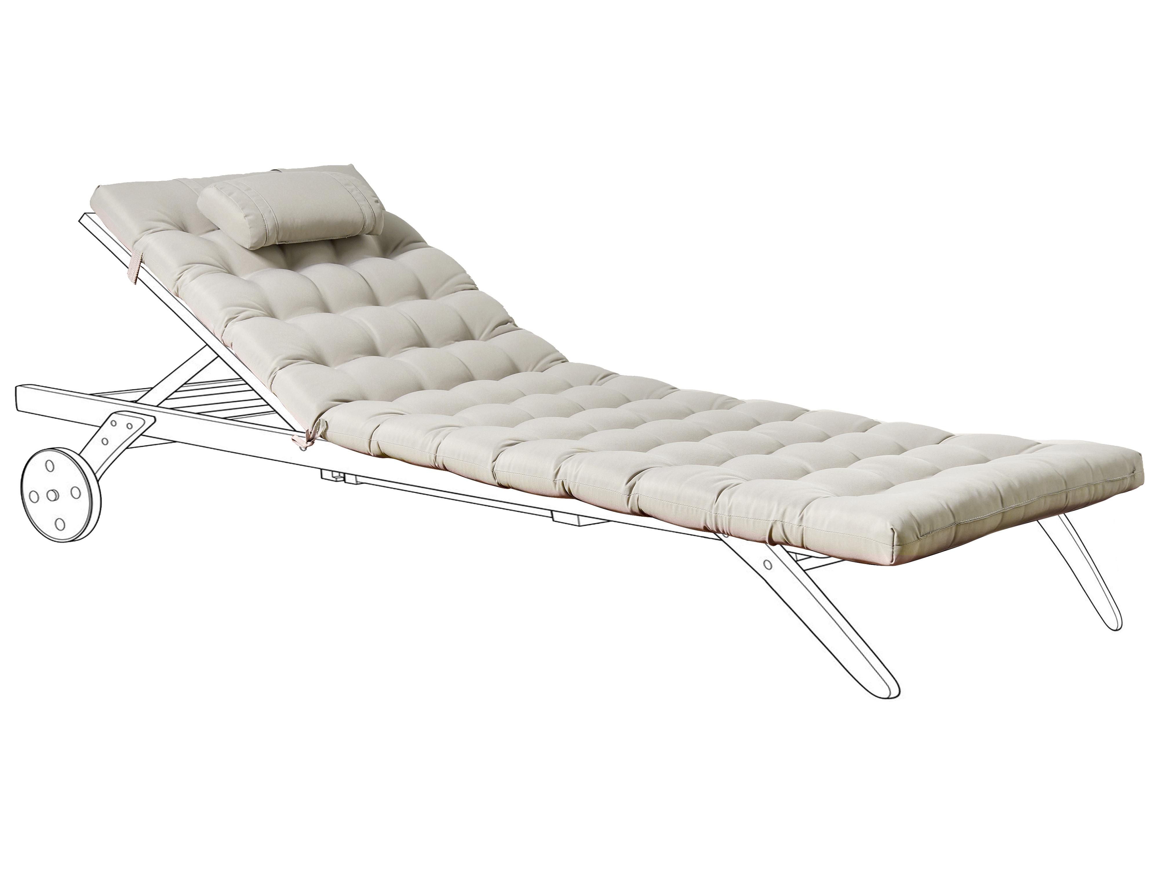 Sun Lounger Pad Cushion CESANA PREMIUM 192 x 56 cm Taupe