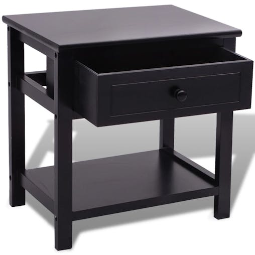NNEVL Bedside Cabinet Wood Black