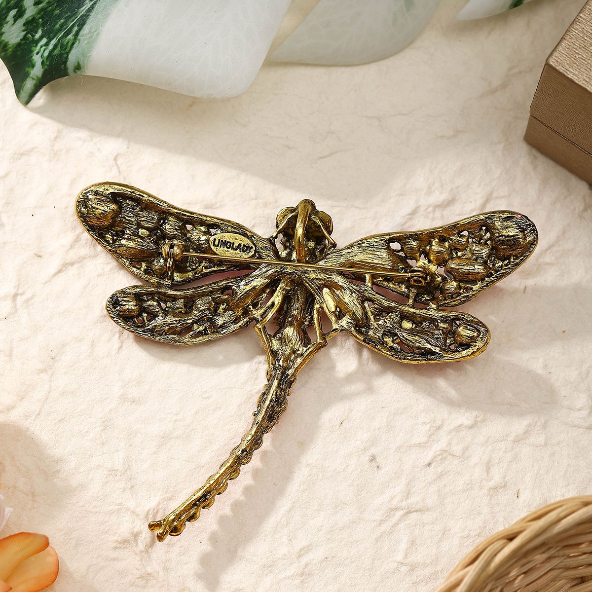 PEACH ACCESSORIES Sparkling Crystal Dragonfly Brooch Pin