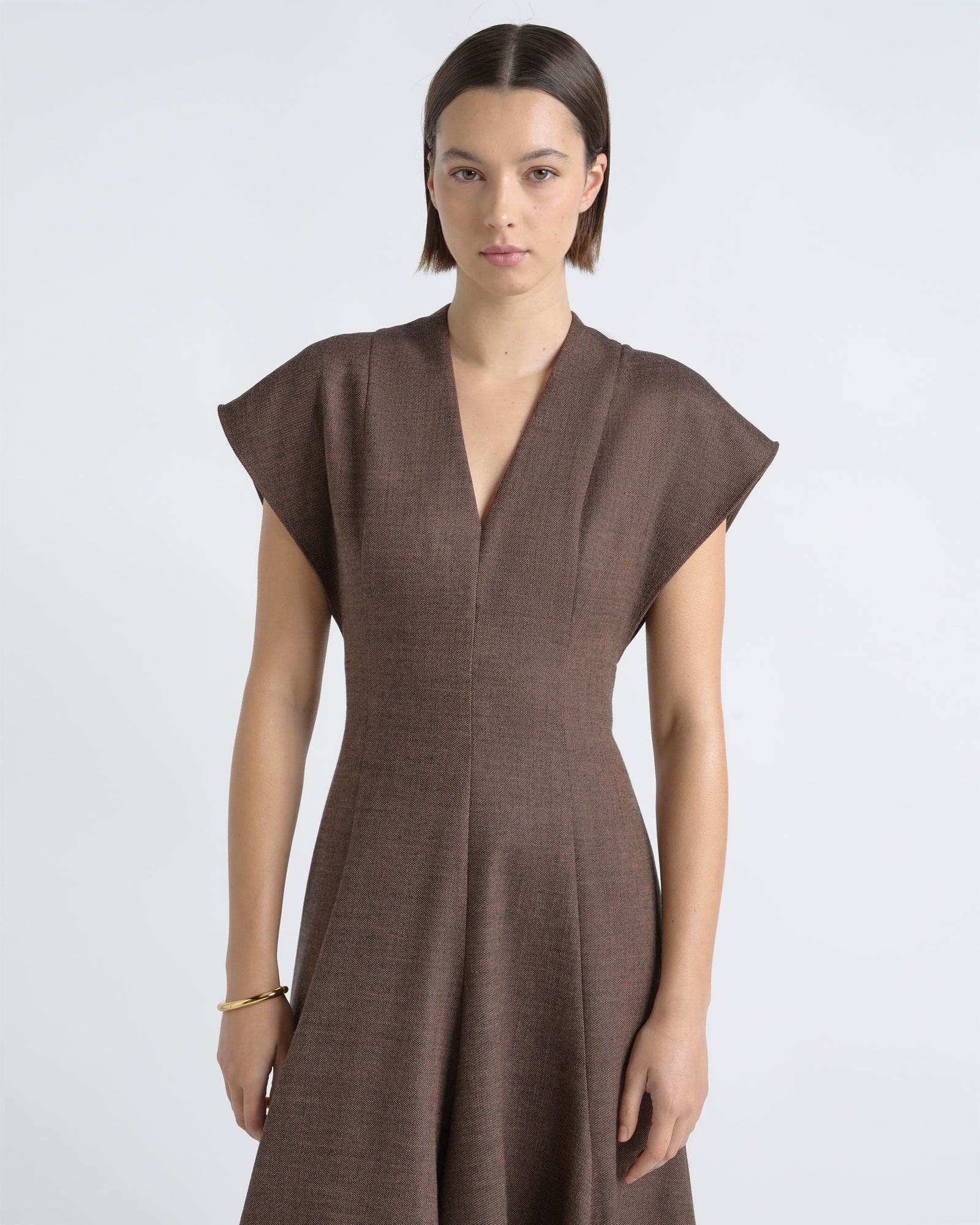 V-Neck A-Line Midi Dress