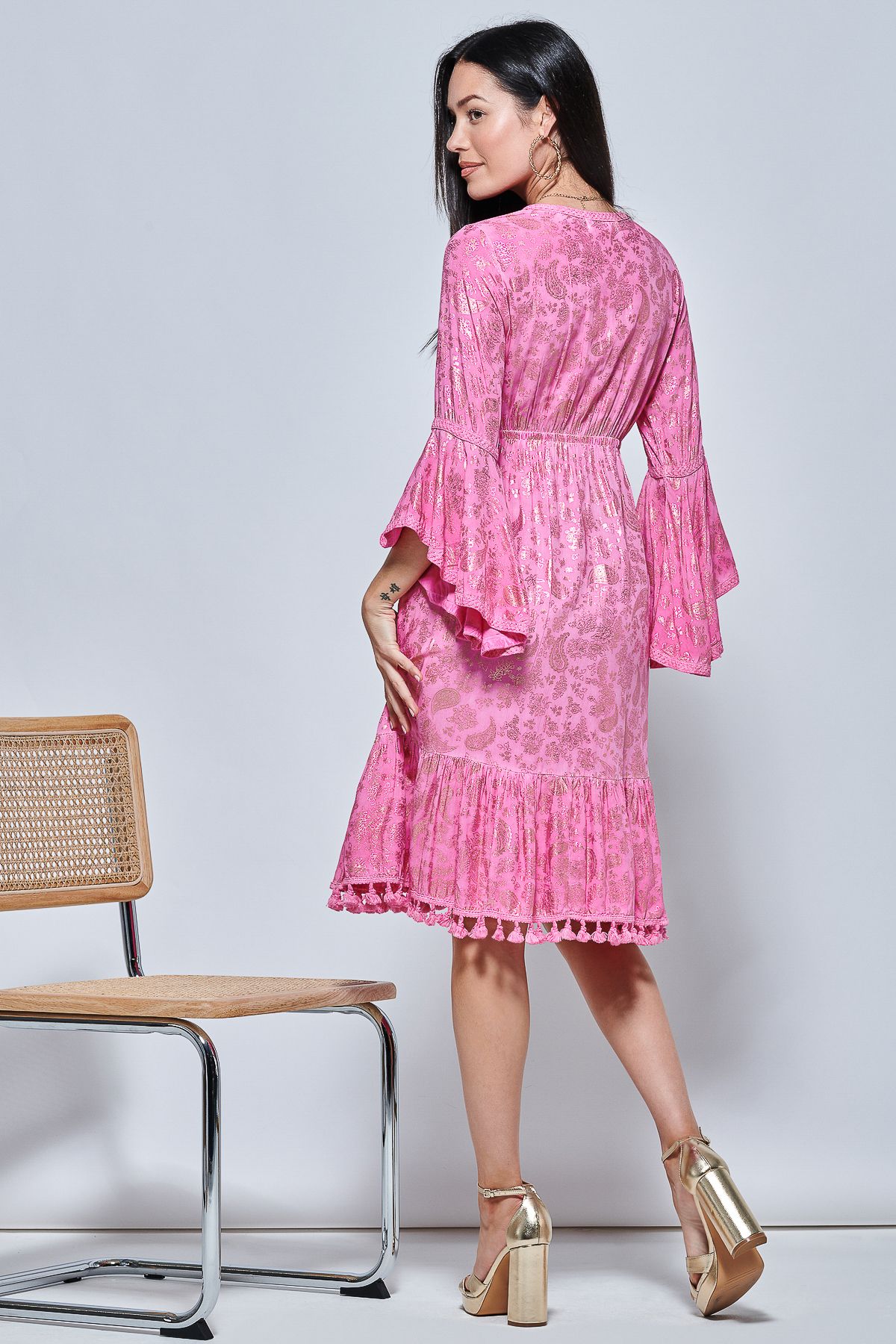 Jolie Moi Crochet Trim Midi Holiday Dress