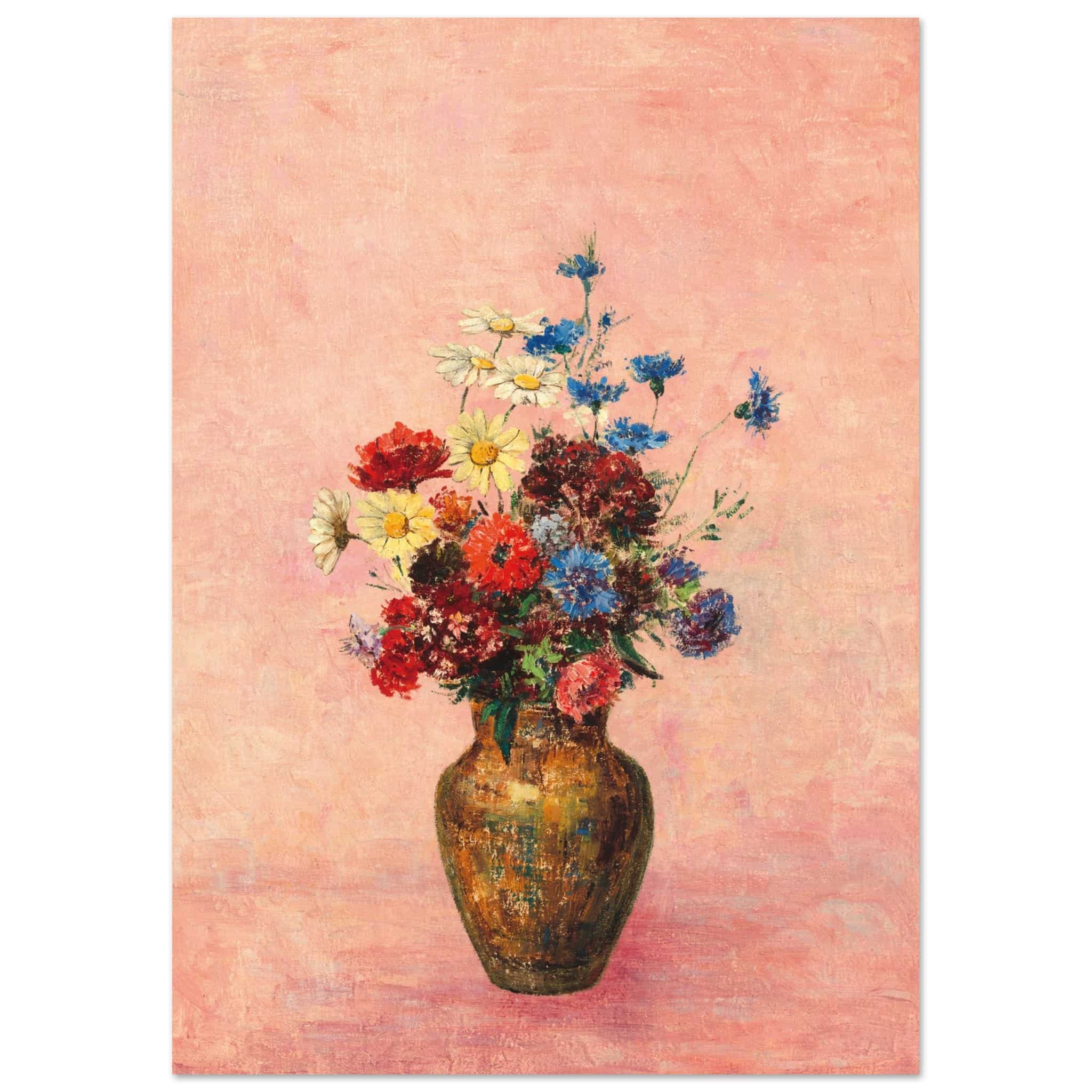 Artfulprints Poster Bloemen in vaas 4  - A4 21x29.7 cm - Roze