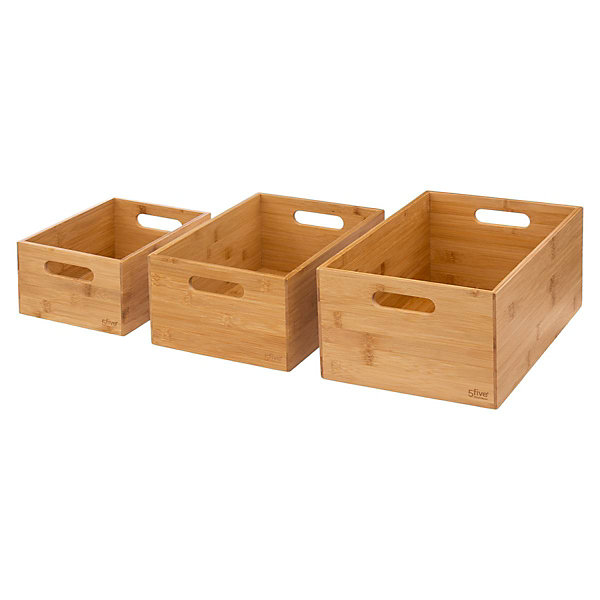 3 paniers rectangle en bambou Bambou - 5Five