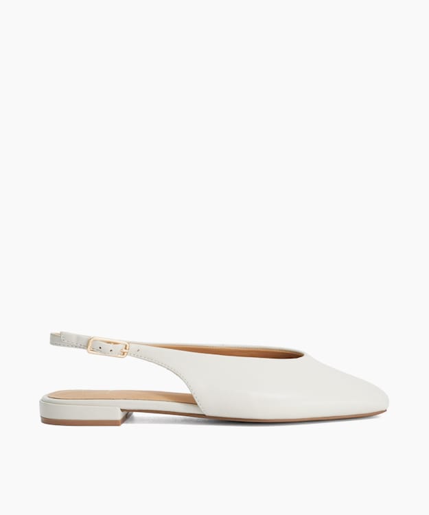 Heartbeat Ecru - Leather Slingback Ballet Flats