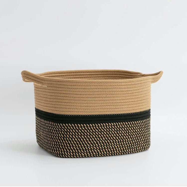 - Panier de rangement en corde noir 34x28x24cm