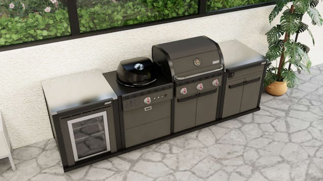 Coleman Revolution&trade; Dual Fuel Kitchen with Cupboard and Fridge Modules- Black Matte