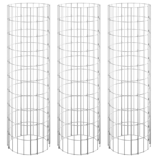 NNEVL Circular Gabion Raised Beds 3 pcs Galvanised Steel &Oslash;30x100 cm