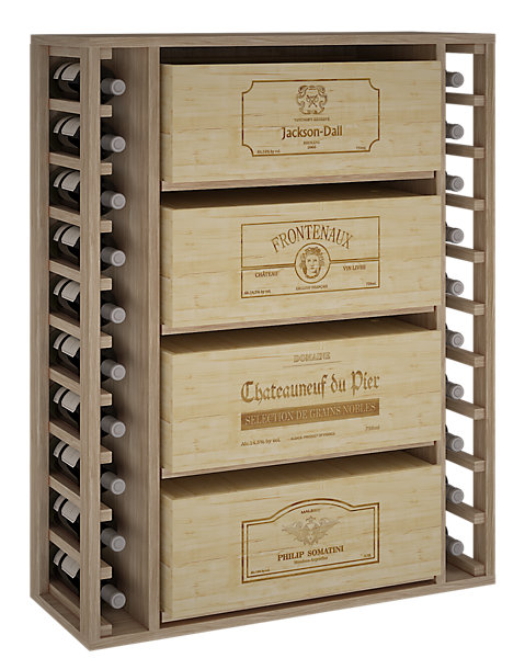 Meuble Range Bouteille de vin Série Godello en Chêne massif 10 bouteilles et 4 grandes caisses de bois