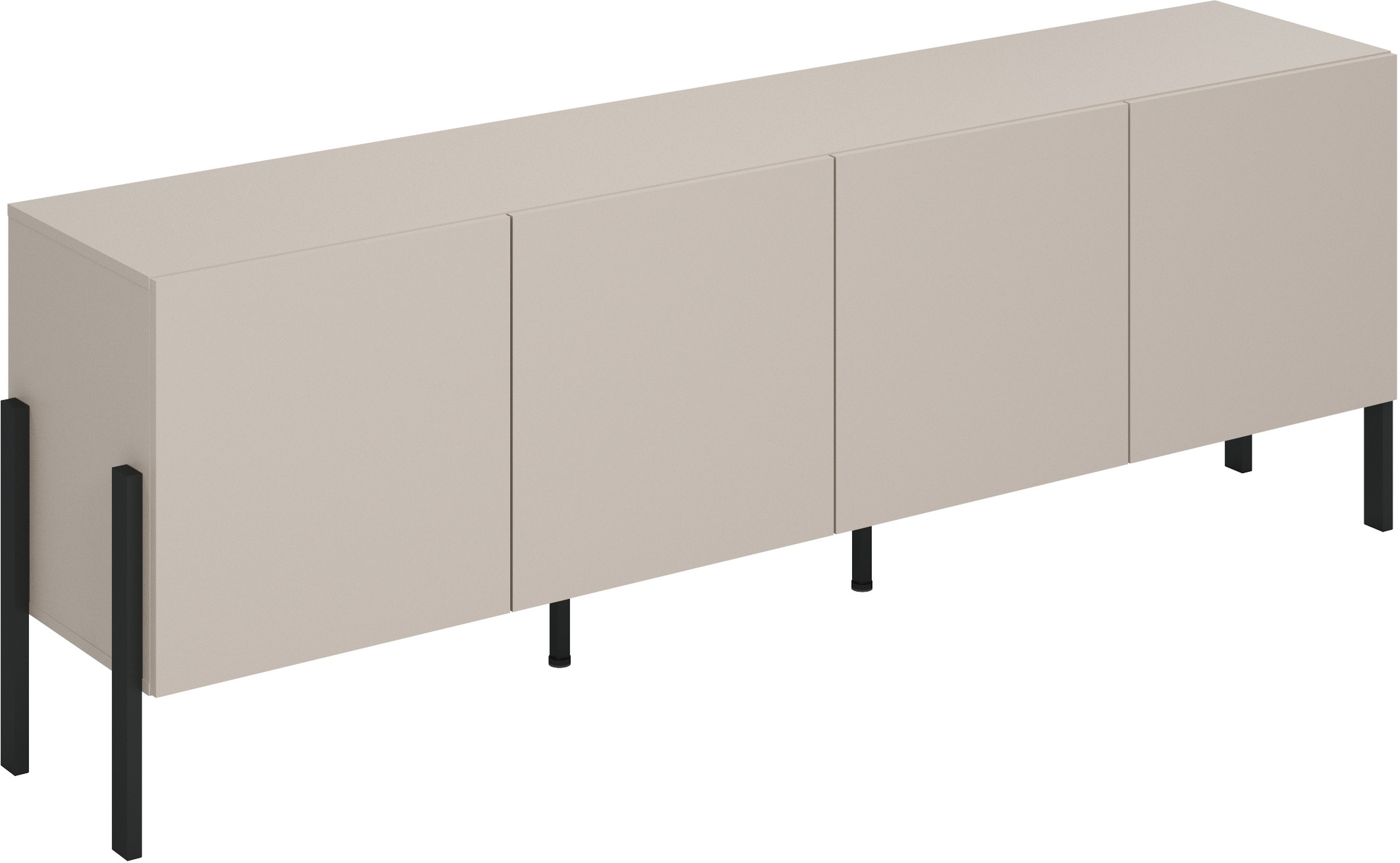 Komoda do salonu 204 cm czterodrzwiowa z półkami kaszmir