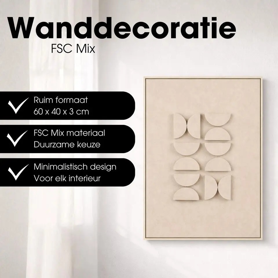 Mica Wanddecoratie Lichtgrijs 60x40 cm