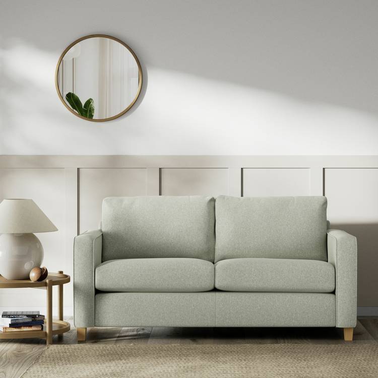 Habitat Flint Fabric 2 Seater Sofa Bed - Sage Green -Ash Leg