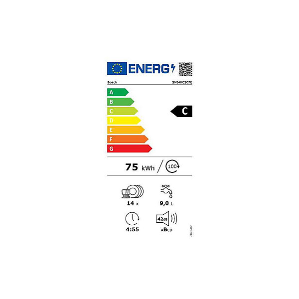 BOSCH Lave-vaisselle intégrable 60 cm 14 couverts 42 dB - SMI4HCS07E