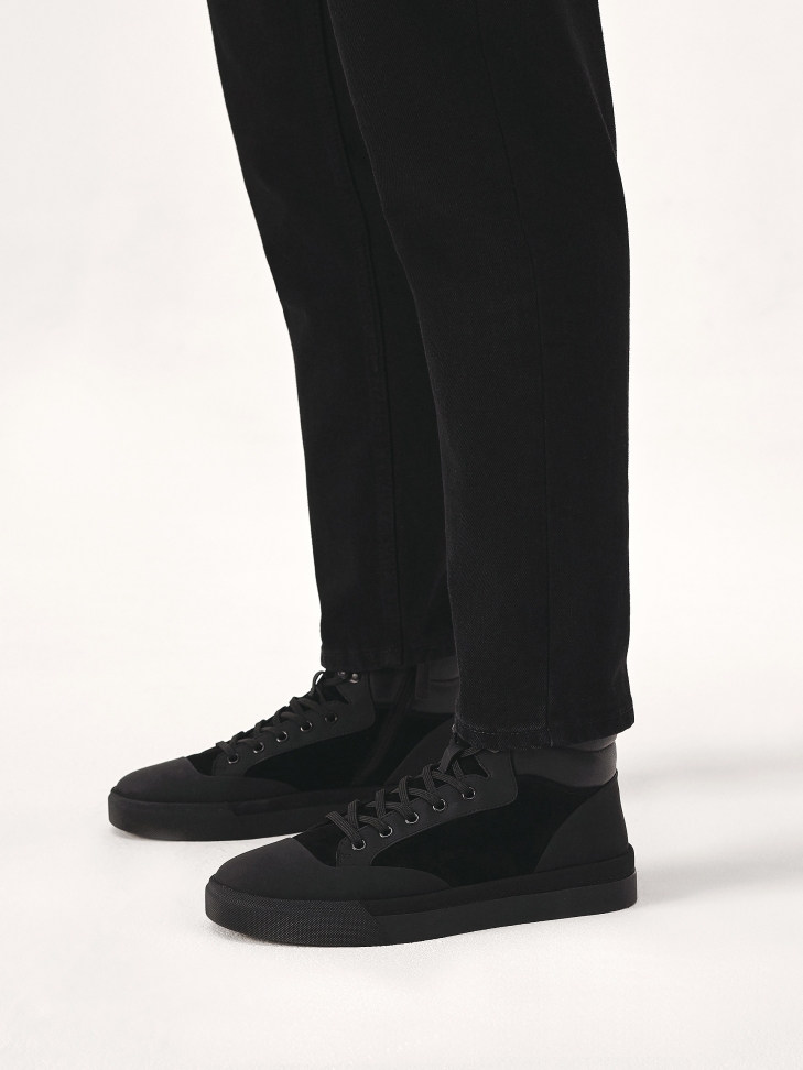 High-top sneakers in three different materials