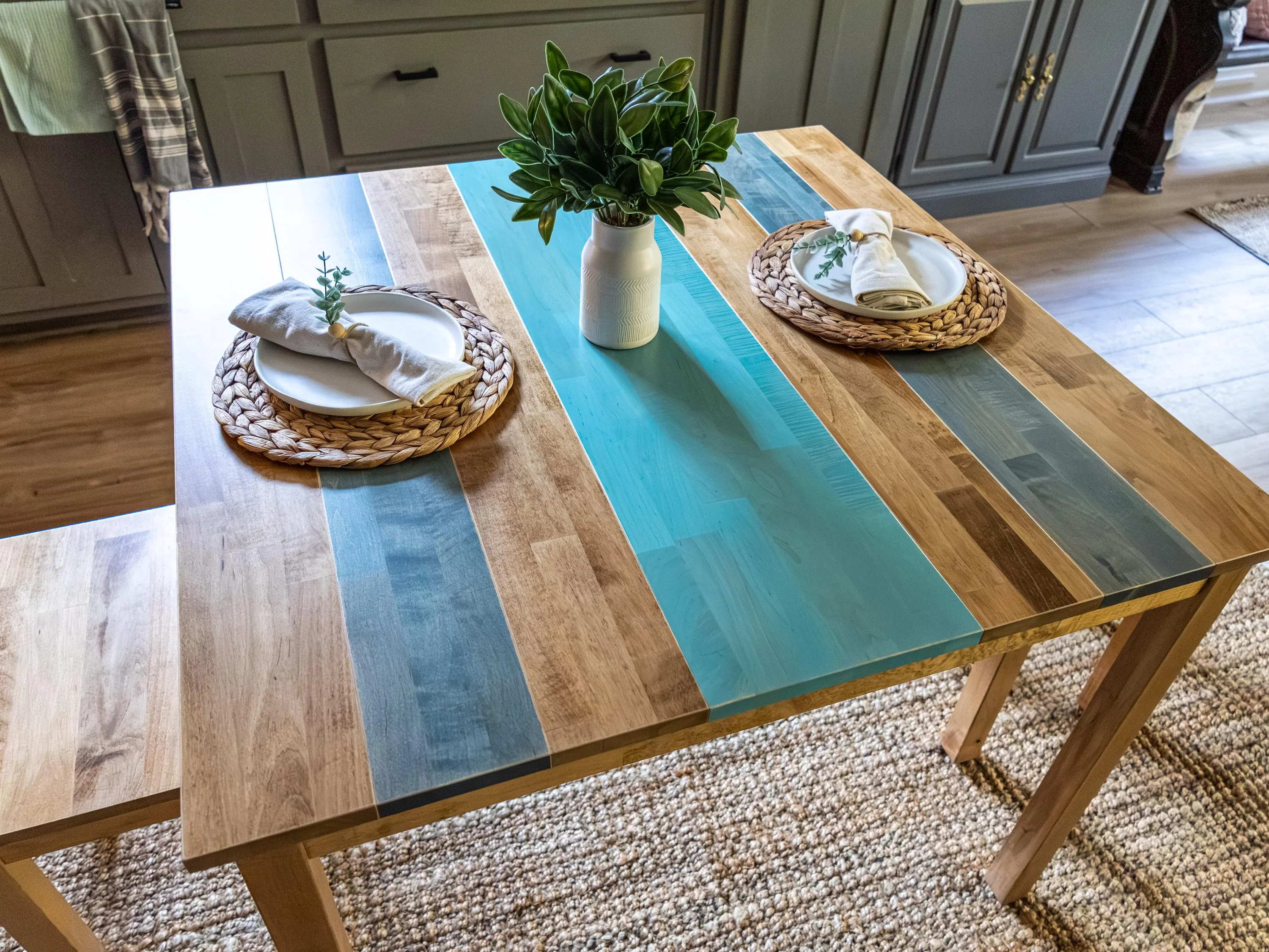 Solid Maple Farmhouse Dining Table Set: 