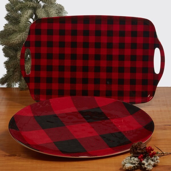 Certified International Red Buffalo Plaid Melamine 12 Piece Dinnerware Set, Service for 4