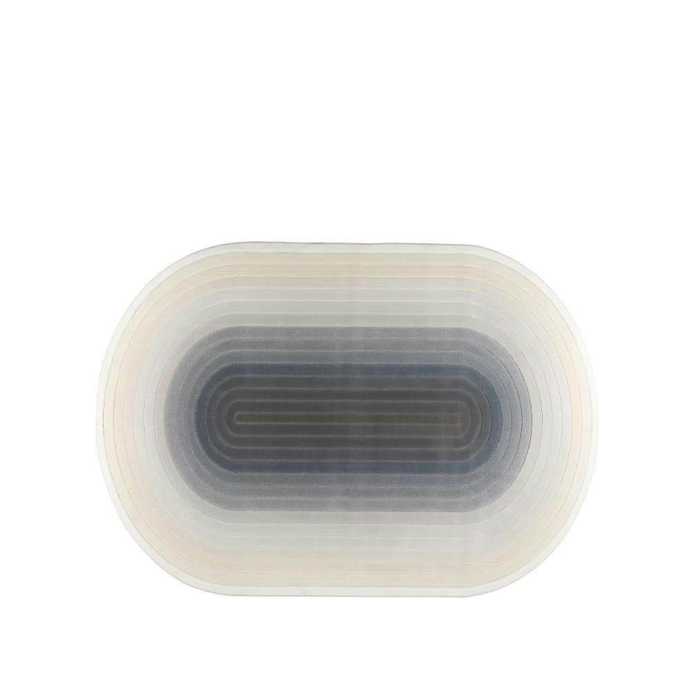 OLYMPIC I - Tapis ovale bleu  et  beige 160x230 cm