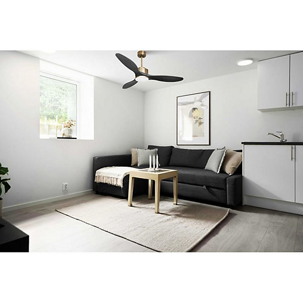 Modulo de KlassFan - Super destratificateur et ventilateur DC 132 cm Laiton bois noir Lumièredimmable 25 à 40 m²
