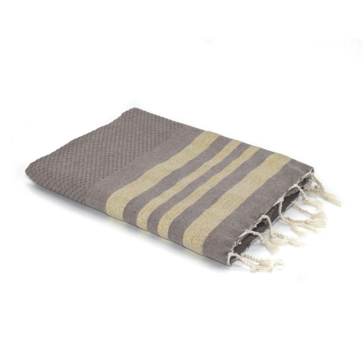 HAMPTONS - Fouta lurex coton  100x200 taupe clair / or