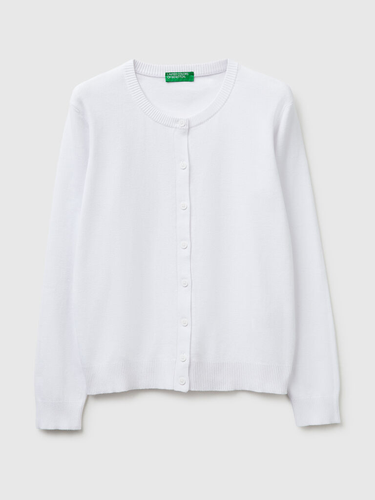 White cardigan in tricot cotton
