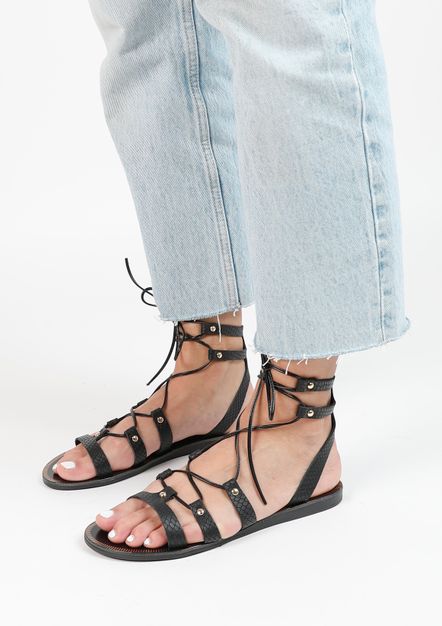 Zwarte leren sandalen