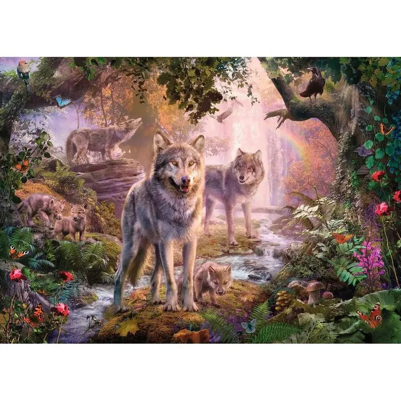 Puzzle Wolfsfamilie im Sommer