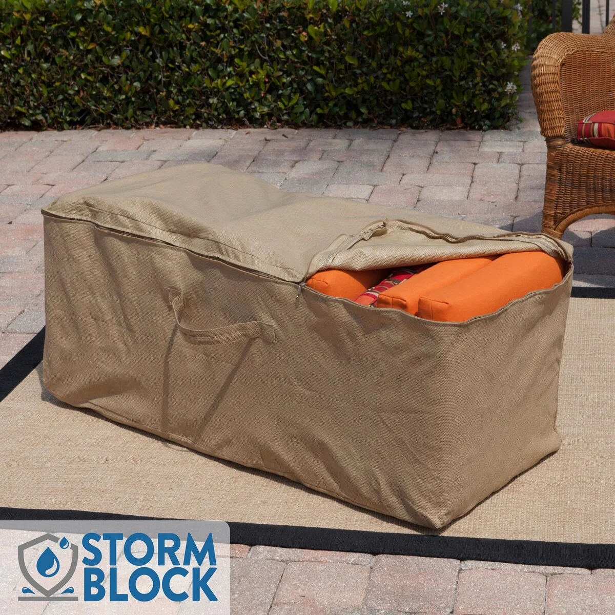 Budge StormBlock™ Savanna Patio Cushion Storage Bag Tan - 22H x 48W x 18Deep