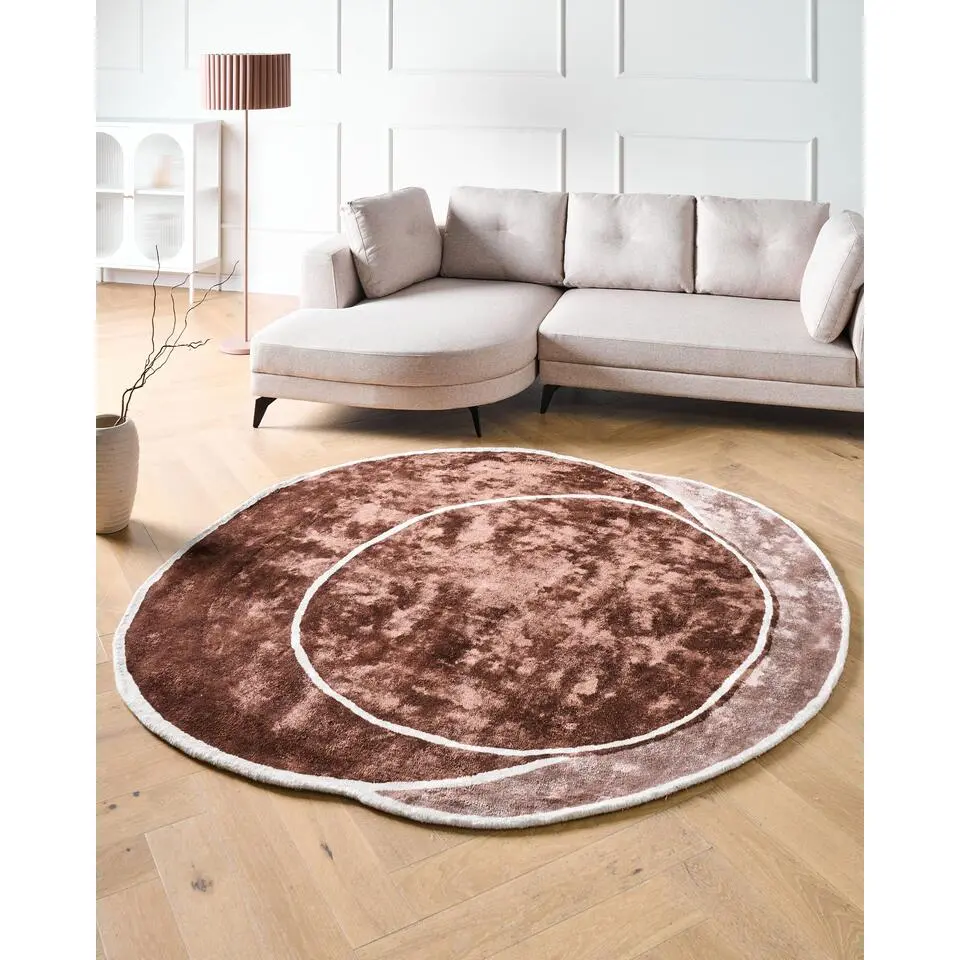 KANRACH - Vloerkleed - Bruin - 200 x 200 cm - Viscose