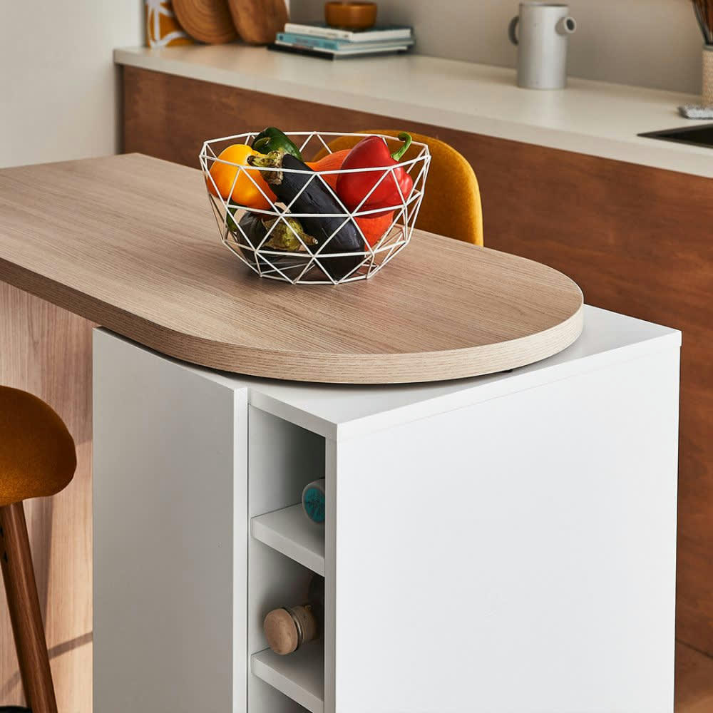 ROLL - Meuble bar  placage chêne clair et blanc