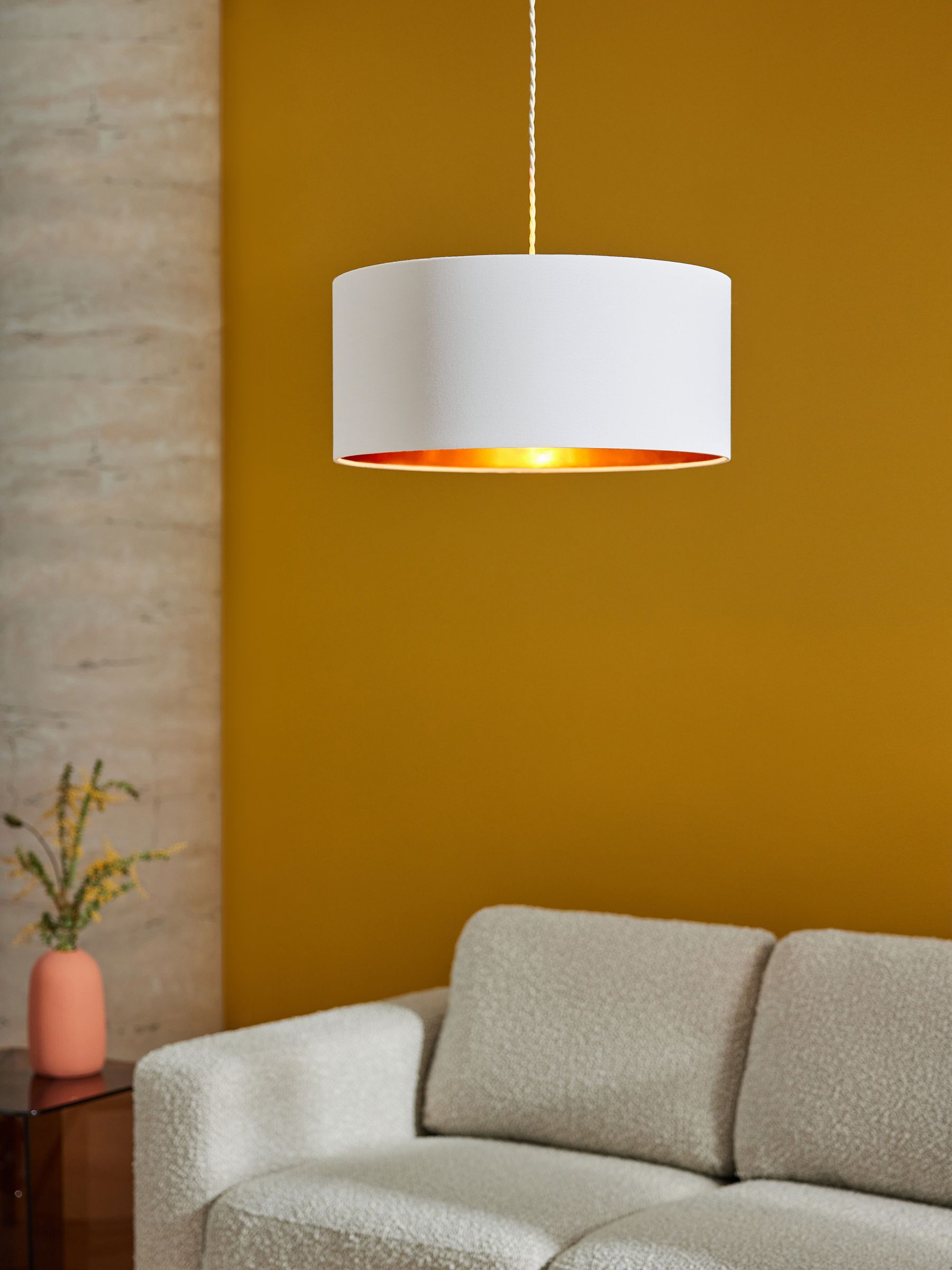 Oro Easy Fit Drum Shade in White Clay/Copper