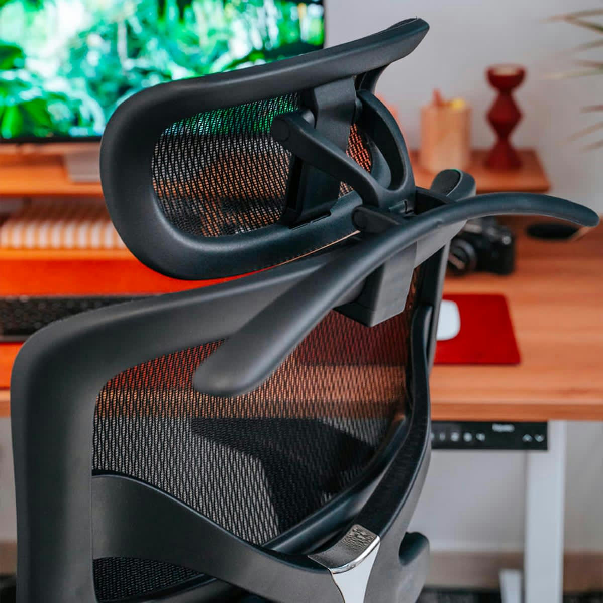 TERRANA - Chaise ergonomique de bureau avec repose-pied noire