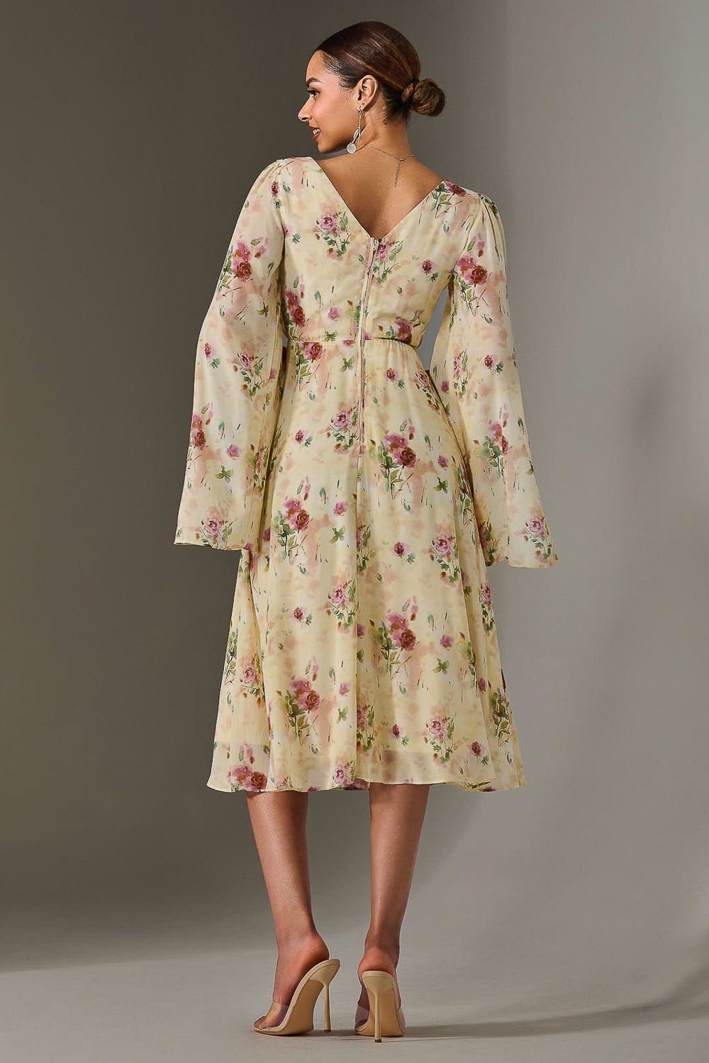 Jolie Moi Chiffon Split Sleeve Midaxi Dress
