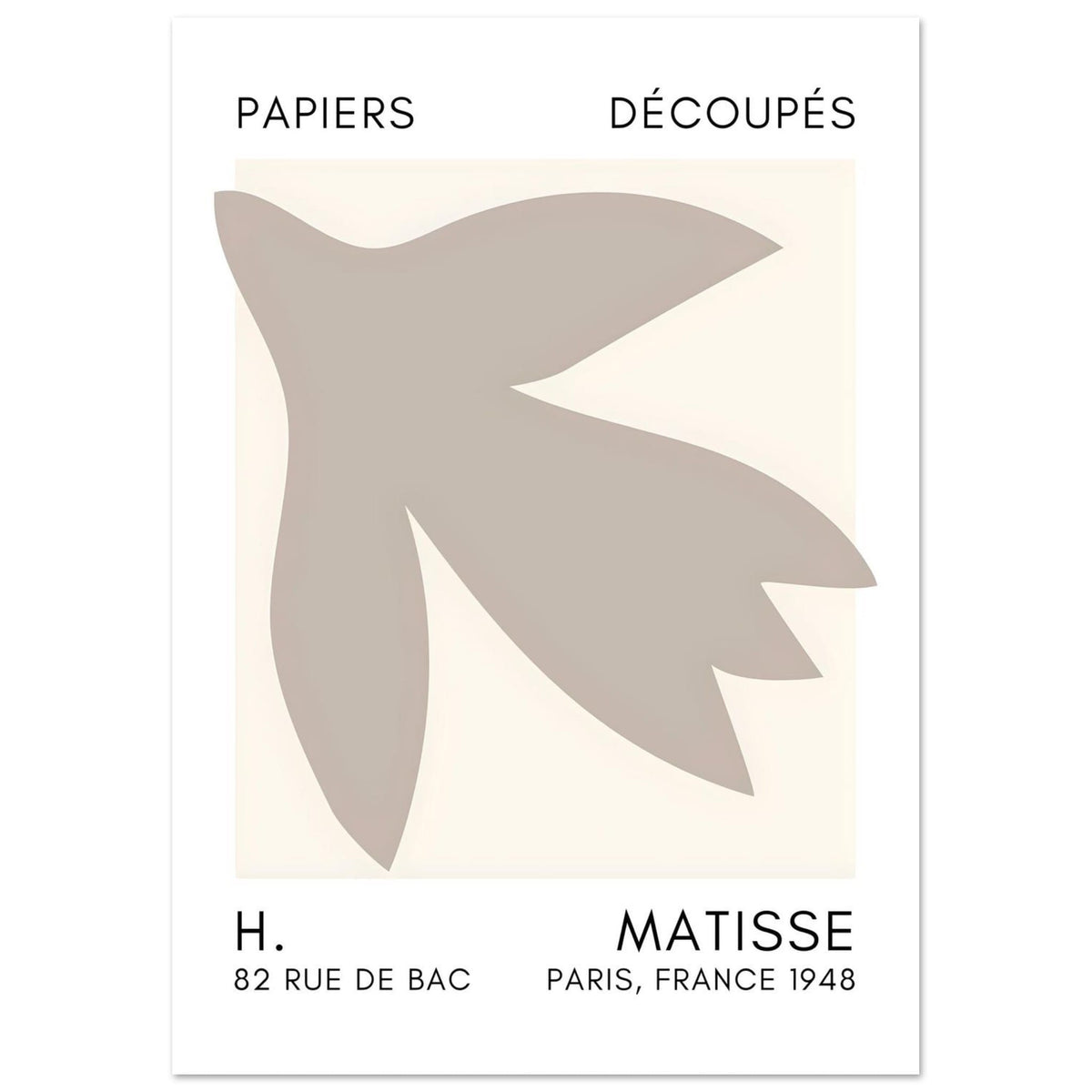Artfulprints Poster Matisse – Shapes in the air grey  - A4 21x29.7 cm - Grijs