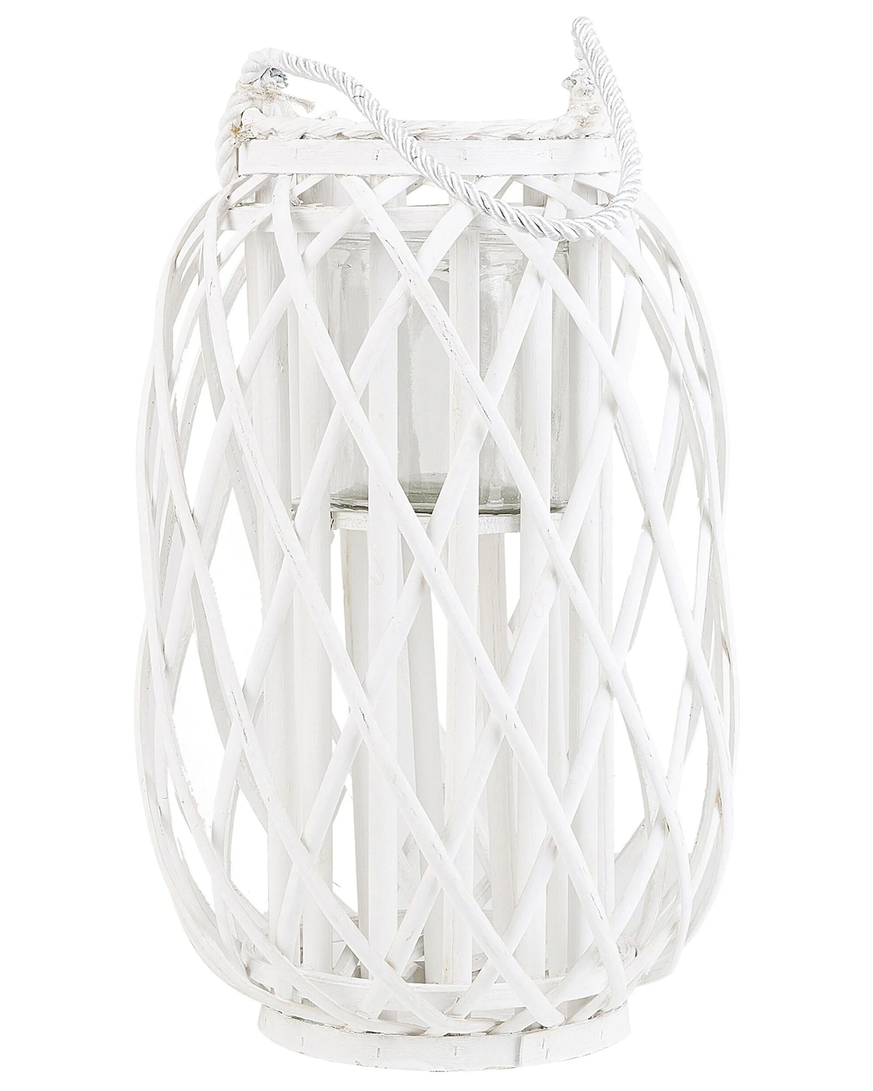 Lantern MAURITIUS Willow Wood 40 cm White