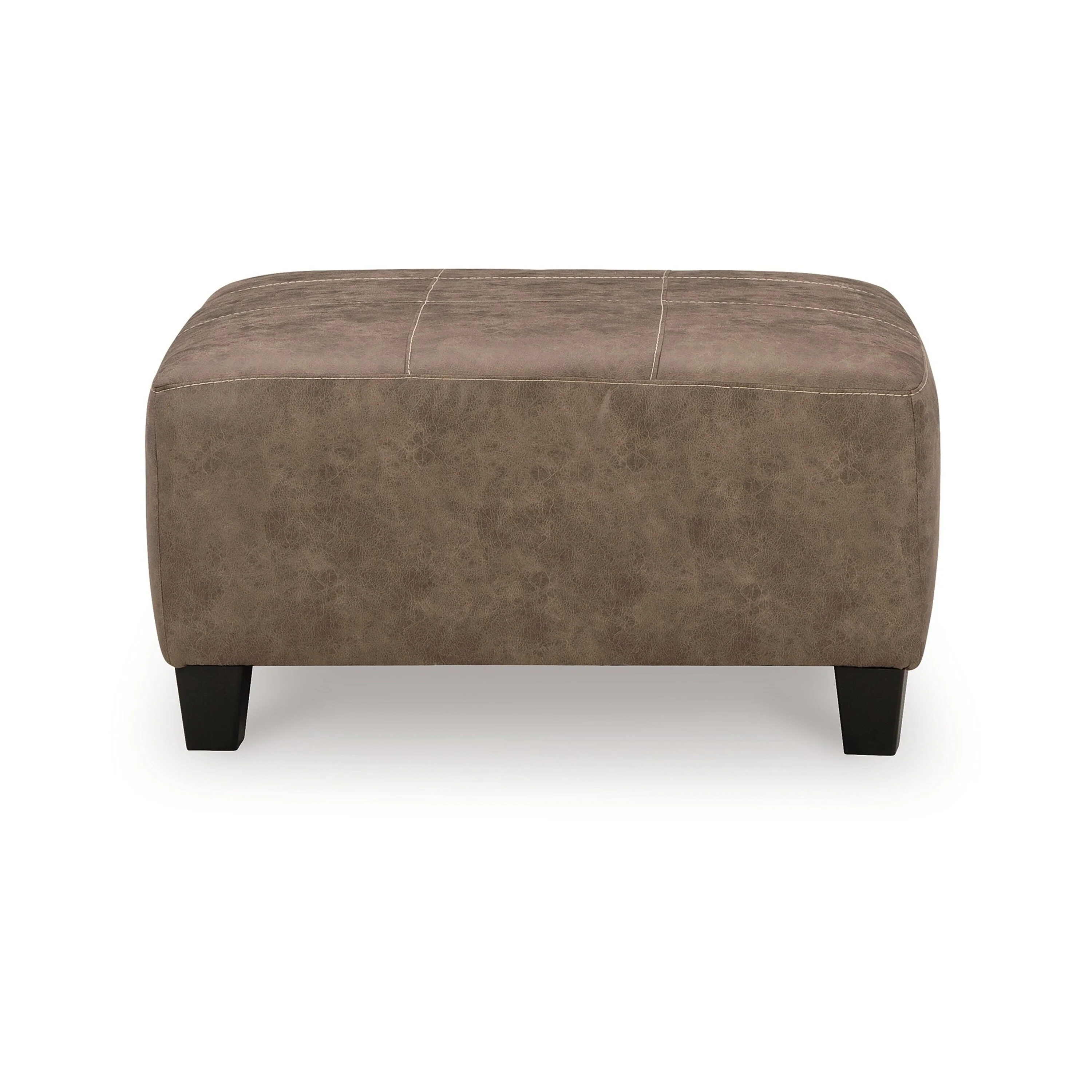 Nav Oversized Accent Ottoman, Fossil Brown Faux Leather 39 Inch Square