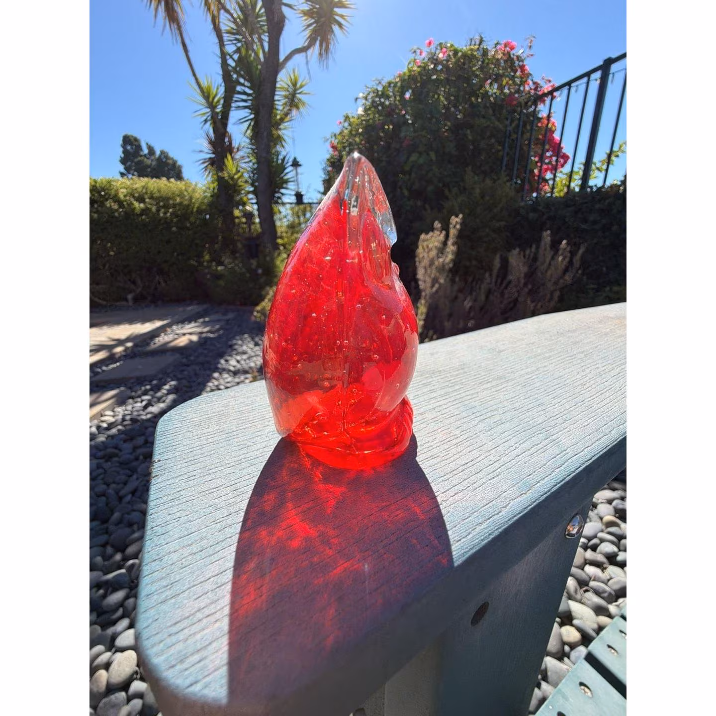 Vintage Lefton Red Glass Owl Figurine Controlled Bubbles Mid Century Japan Art G
