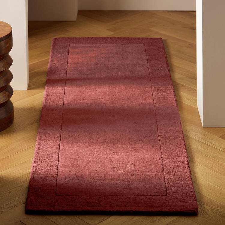 Habitat Simple Border Burgundy Wool Cut Pile Runner-66x200cm