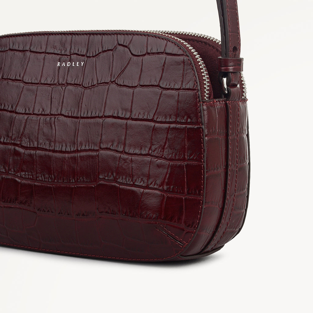 Dukes Place - Faux Croc - Medium Ziptop Cross Body Bag