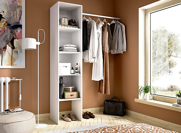 Grande Garde-robe Adler, Structure pour dressing, Cintre ouvert, 138x40h186 cm, Blanc