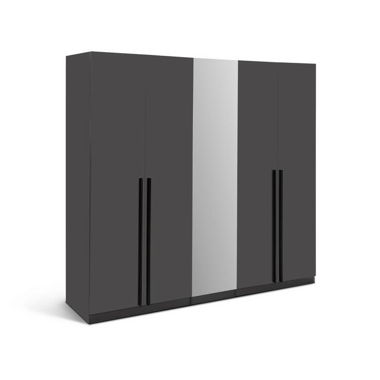 Habitat Munich 5 Door Mirror Wardrobe - Anthracite