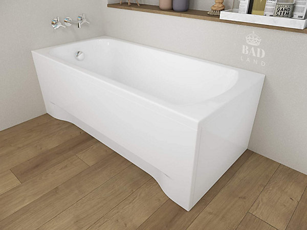 Baignoire rectangulaire 120 x 70 CLASSIC acrylique blanc   avec Tablier   Pieds   Vidage à chromé