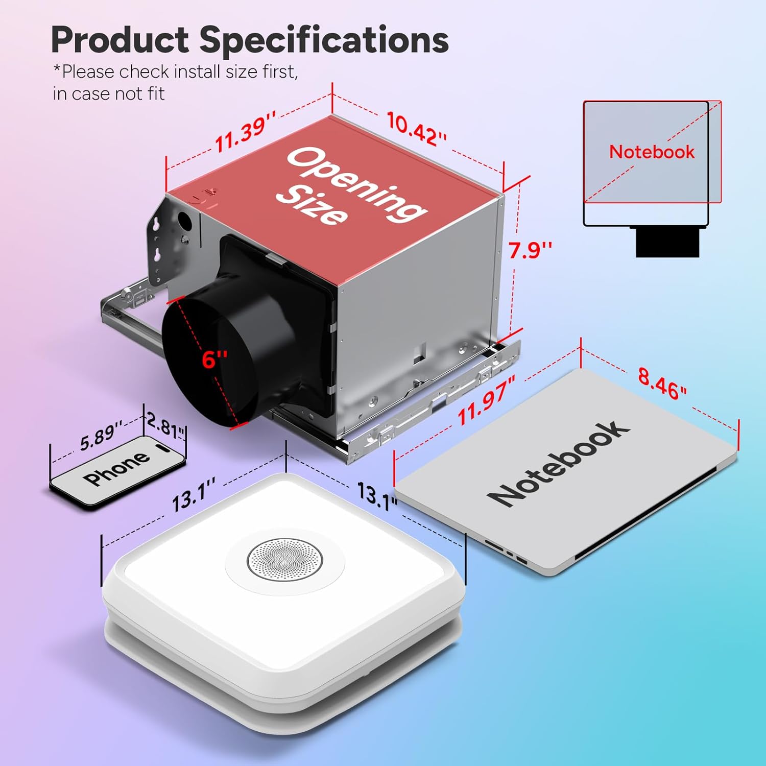 Consciot 160CFM Bathroom Exhaust Fan with Light and Bluetooth Speaker, 7 RGB Light & Music Sync Mode, 1500Lm 3000K/4000K/5000K Light, Nightlight, Remote Control, Quiet 1.0 Sone Ventilation Fan