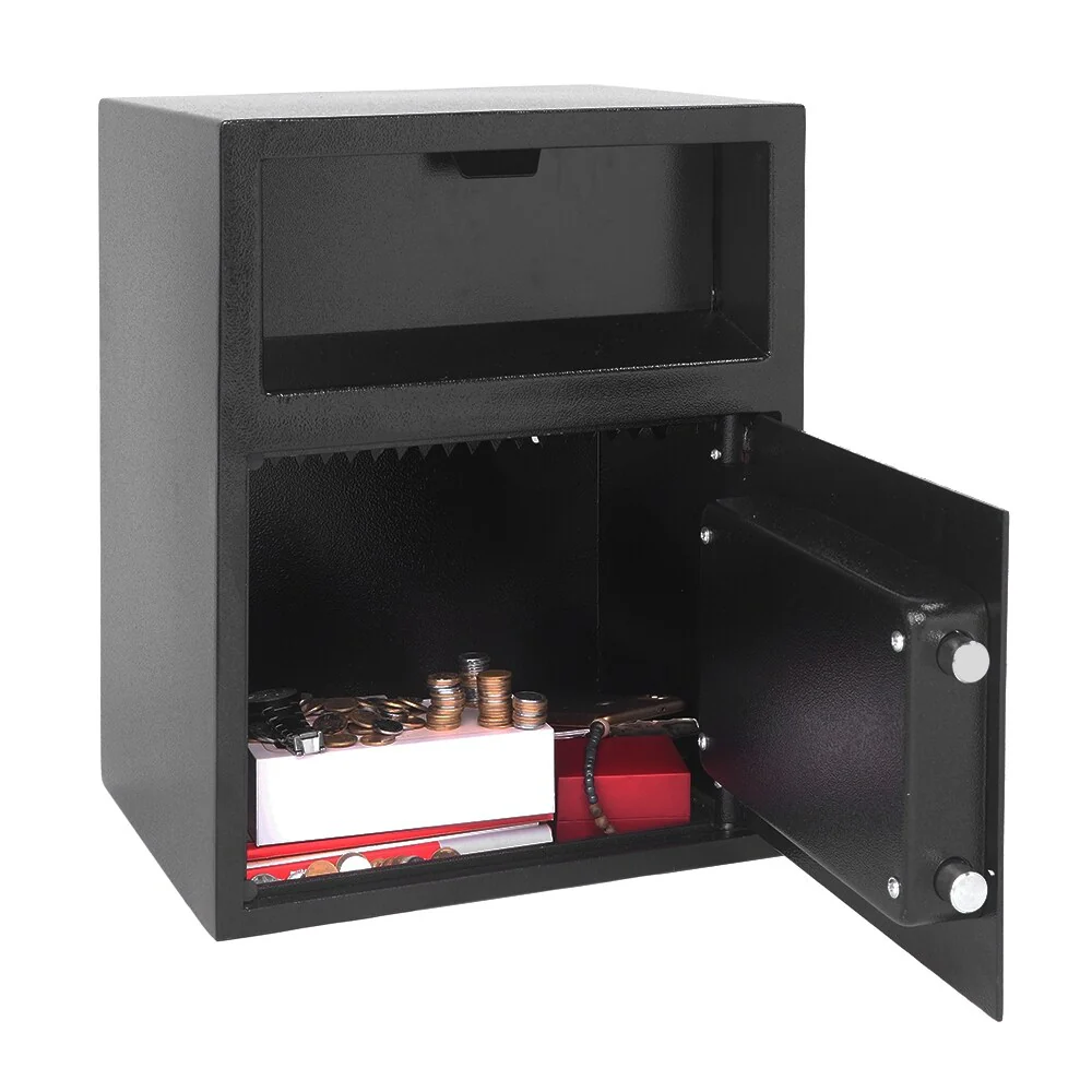 Home Office Large Digital Keypad Depository Drop Safe Box - Black - black