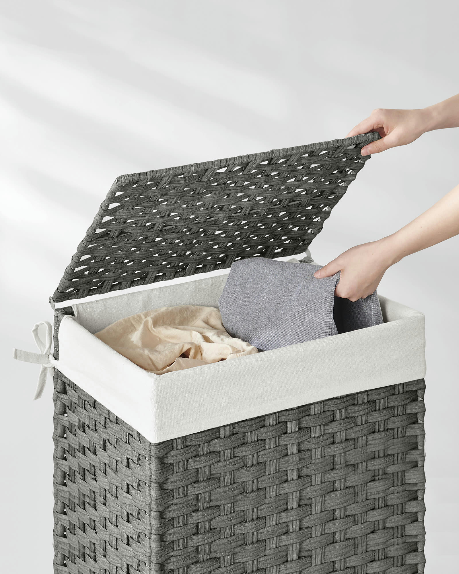 90L - Panier de rangement 90L en rotin gris