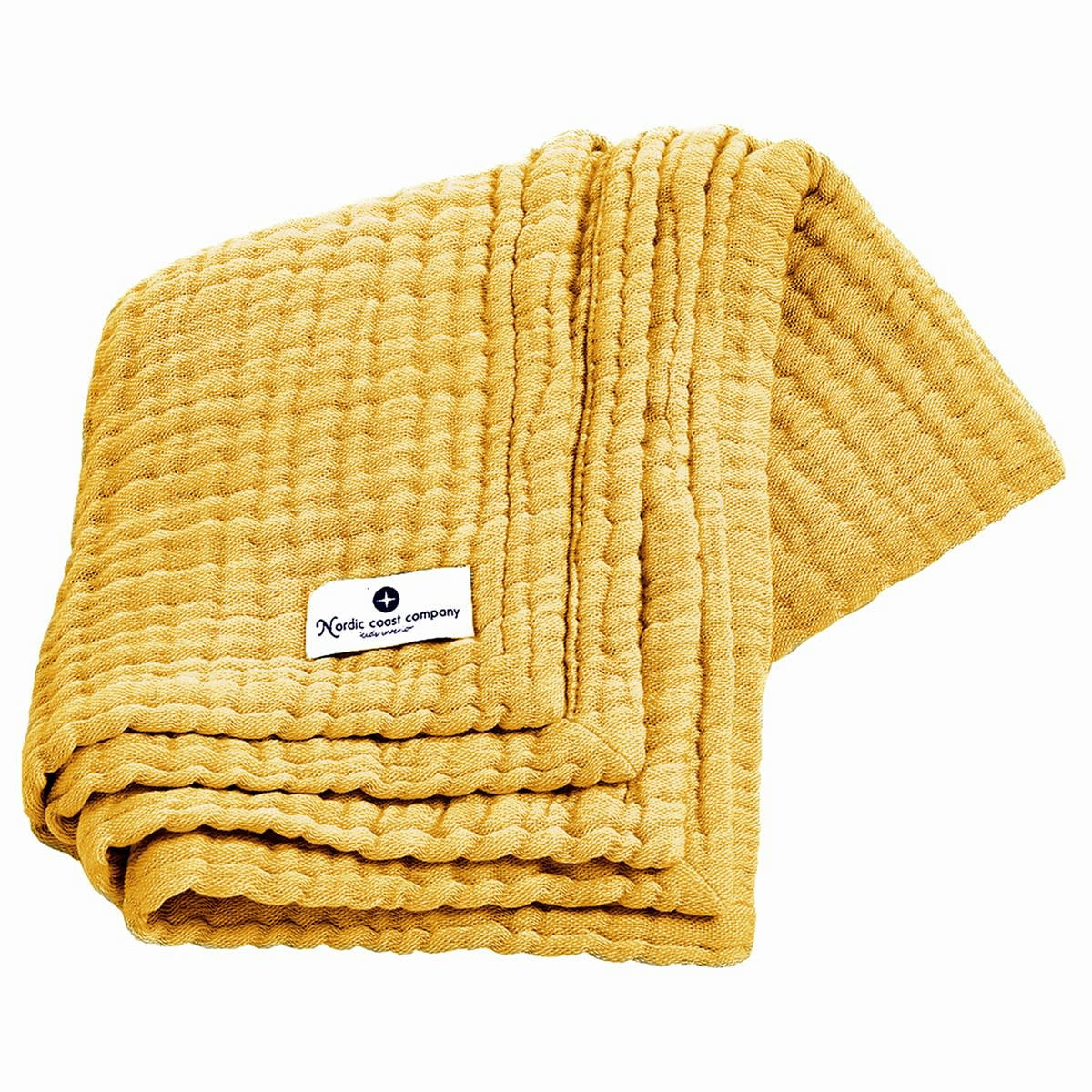 - Couverture mousseline bebe coton jaune moutarde 80x80 cm