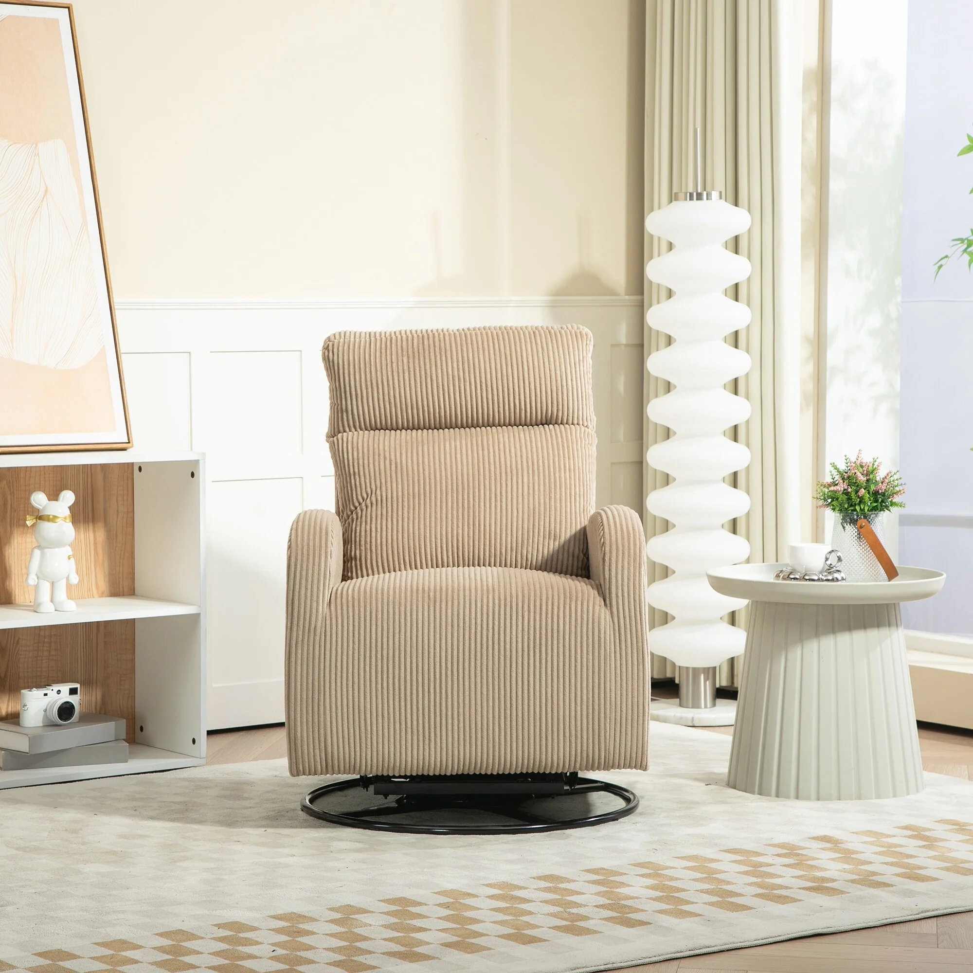 Light Brown 26.77 High Back Swivel Glider Chair