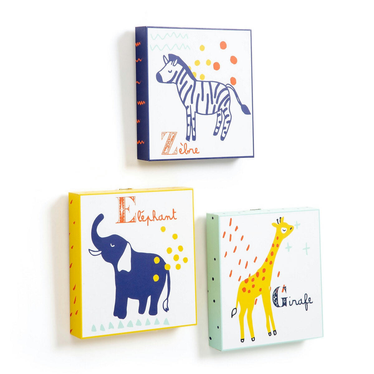 Lot de 3 cadres enfants Animalia
